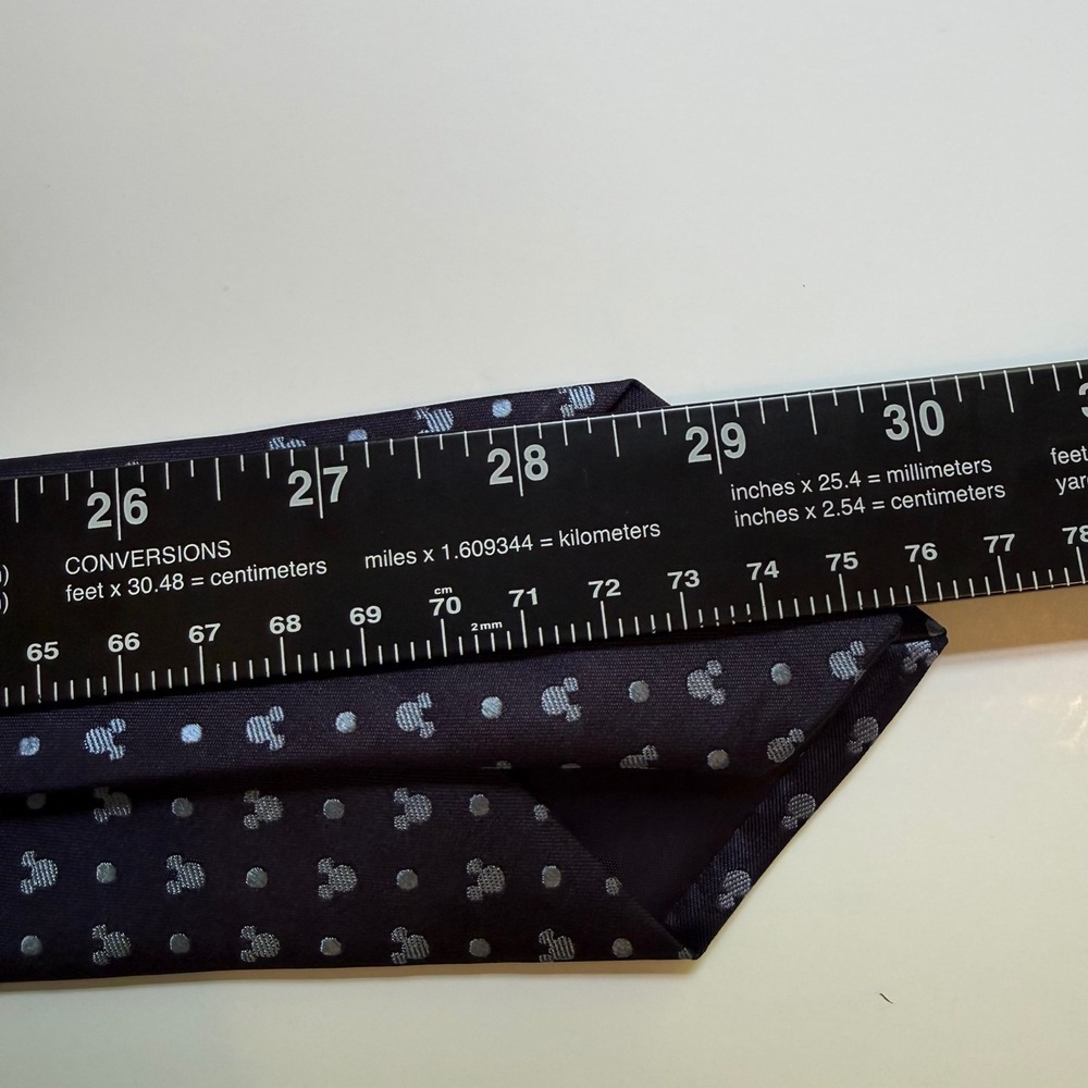 Disney Mickey Mouse Necktie OS Navy Blue Silk Polka Dot Character FAC-047716 - Picture 5 of 5